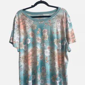TORRID CLASSIC FIT WHIMSICAL PASTEL FLORAL PRINT COZY T-SHIRT Plus Size: 1